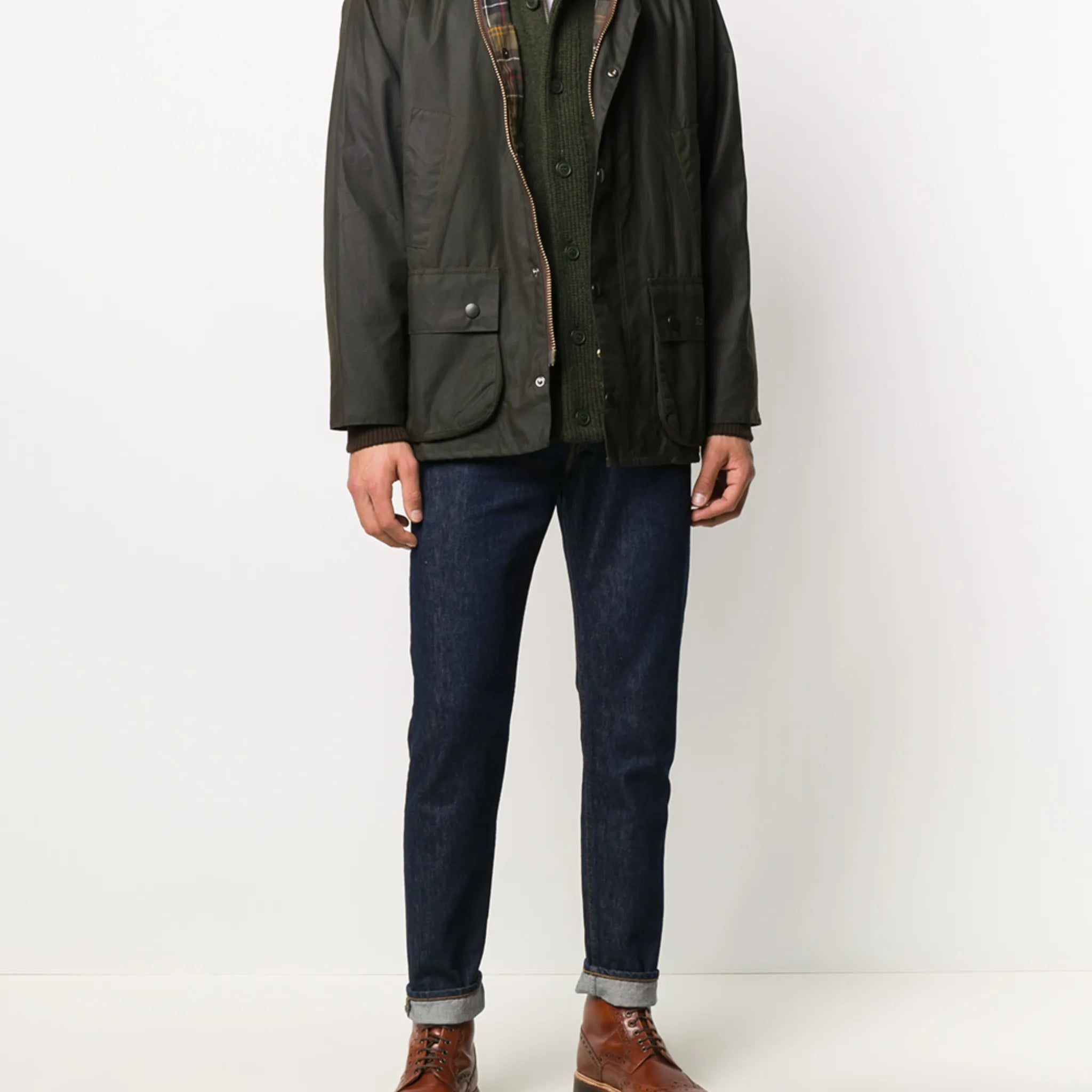 Black Waxed Cotton Jacket with Corduroy Collar
