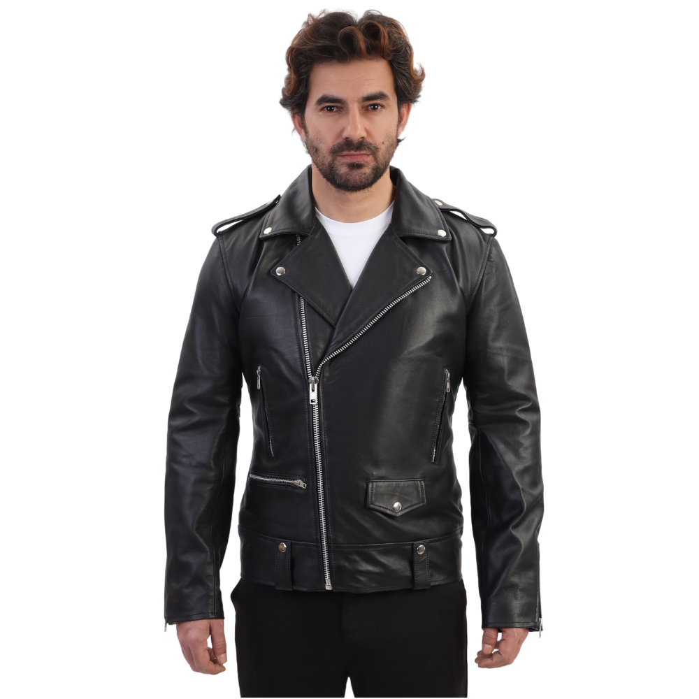 Classic biker style jacket with Epaulette