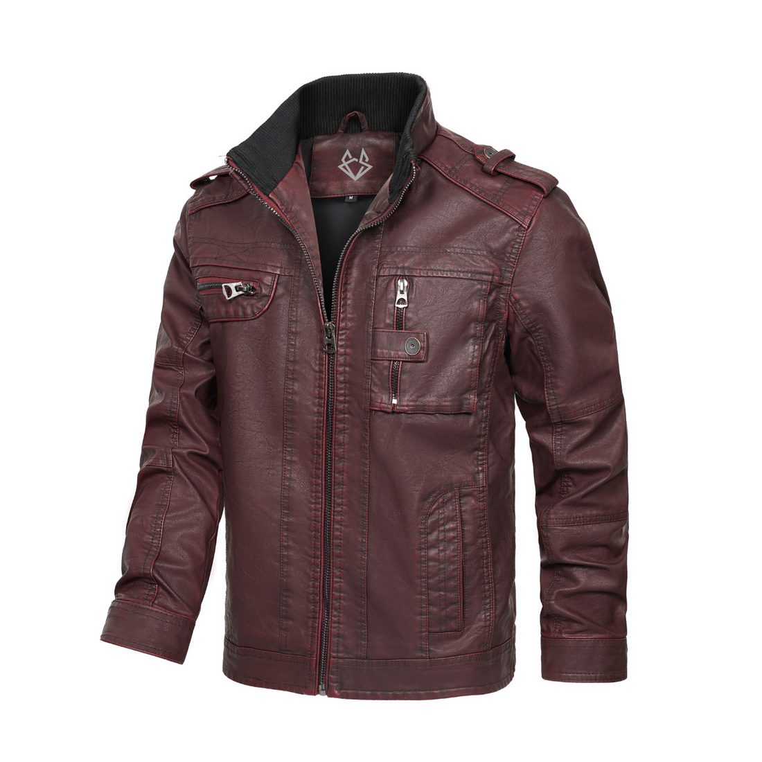 Axel Burgundy PU Leather Jacket