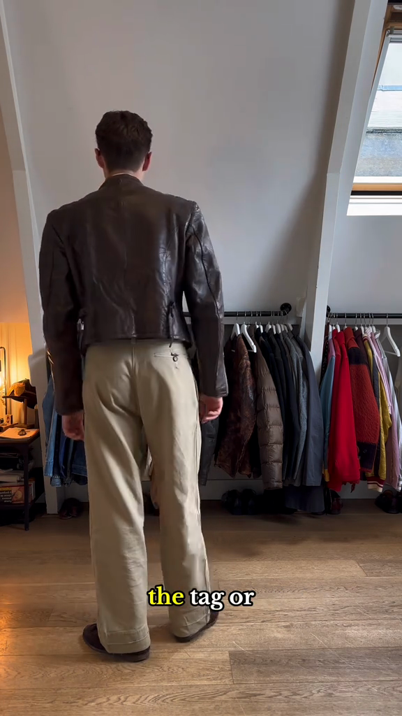 Dark Brown Military - Style Leather Jacket