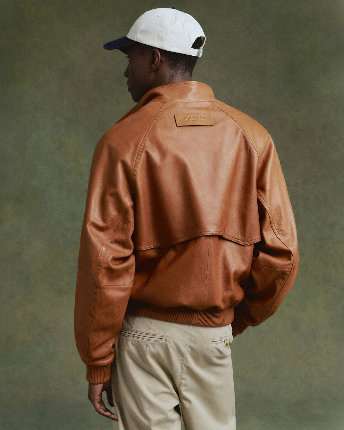 Brown Leather Bomber Jacket