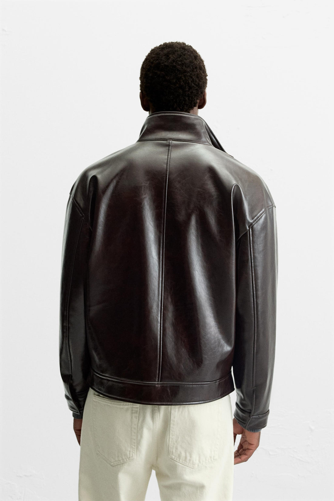 Dark Brown Leather Zip - Up Jacket