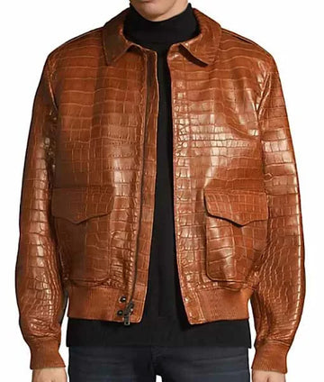 Alligator Leather Bomber Jacket