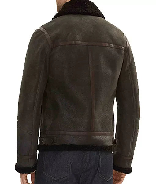 Batisto Vintage Brown Aviator Shearling Bomber Jacket