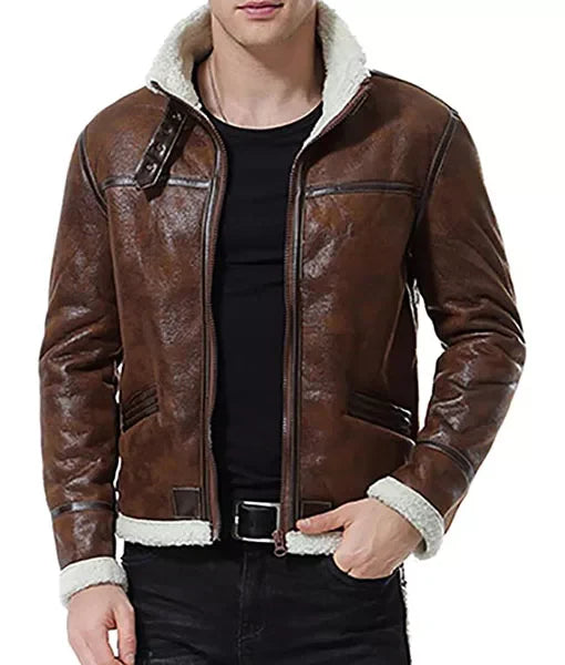 Christian Aviator Brown Leather Jacket