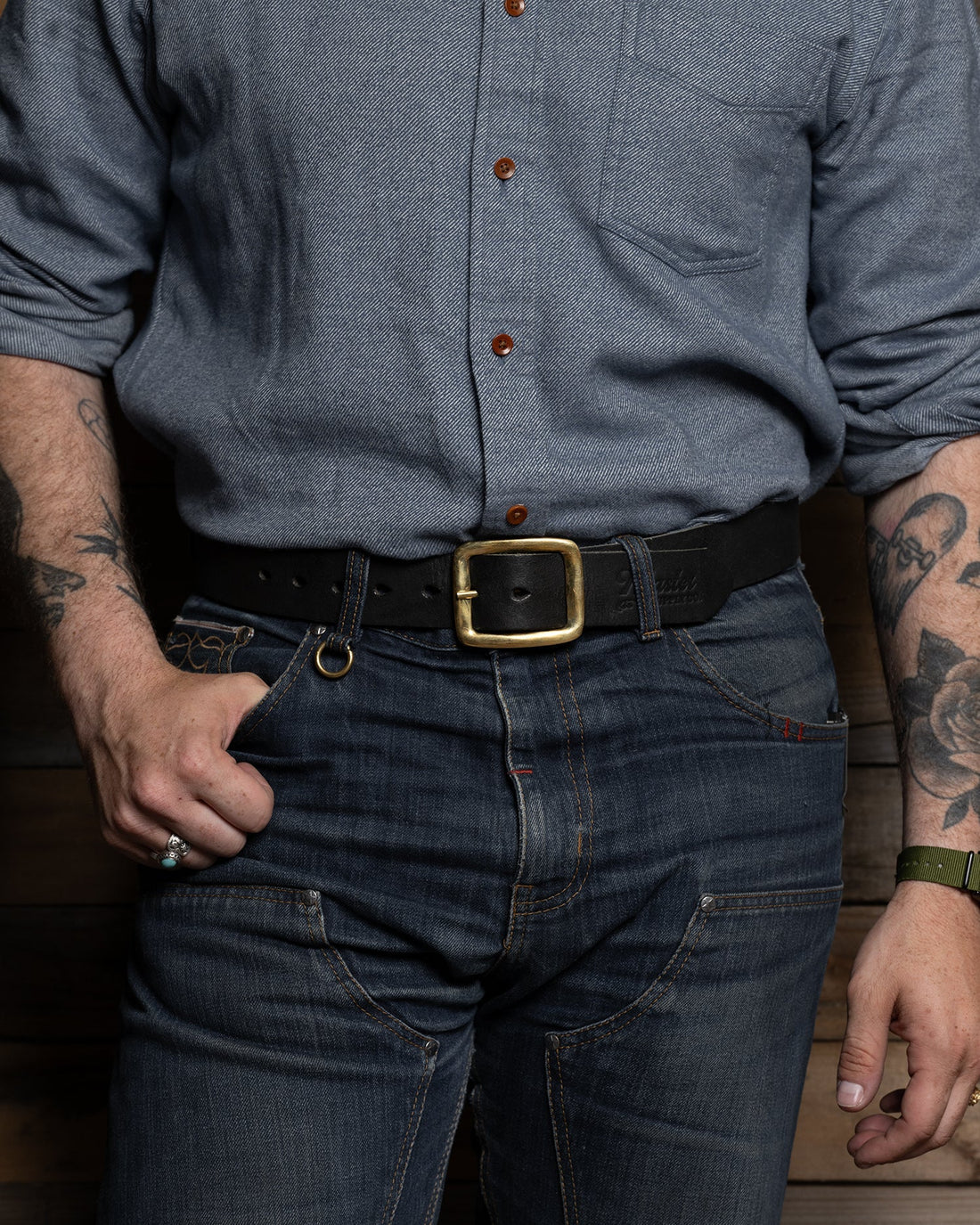 Belt: Black with Brass Buckle