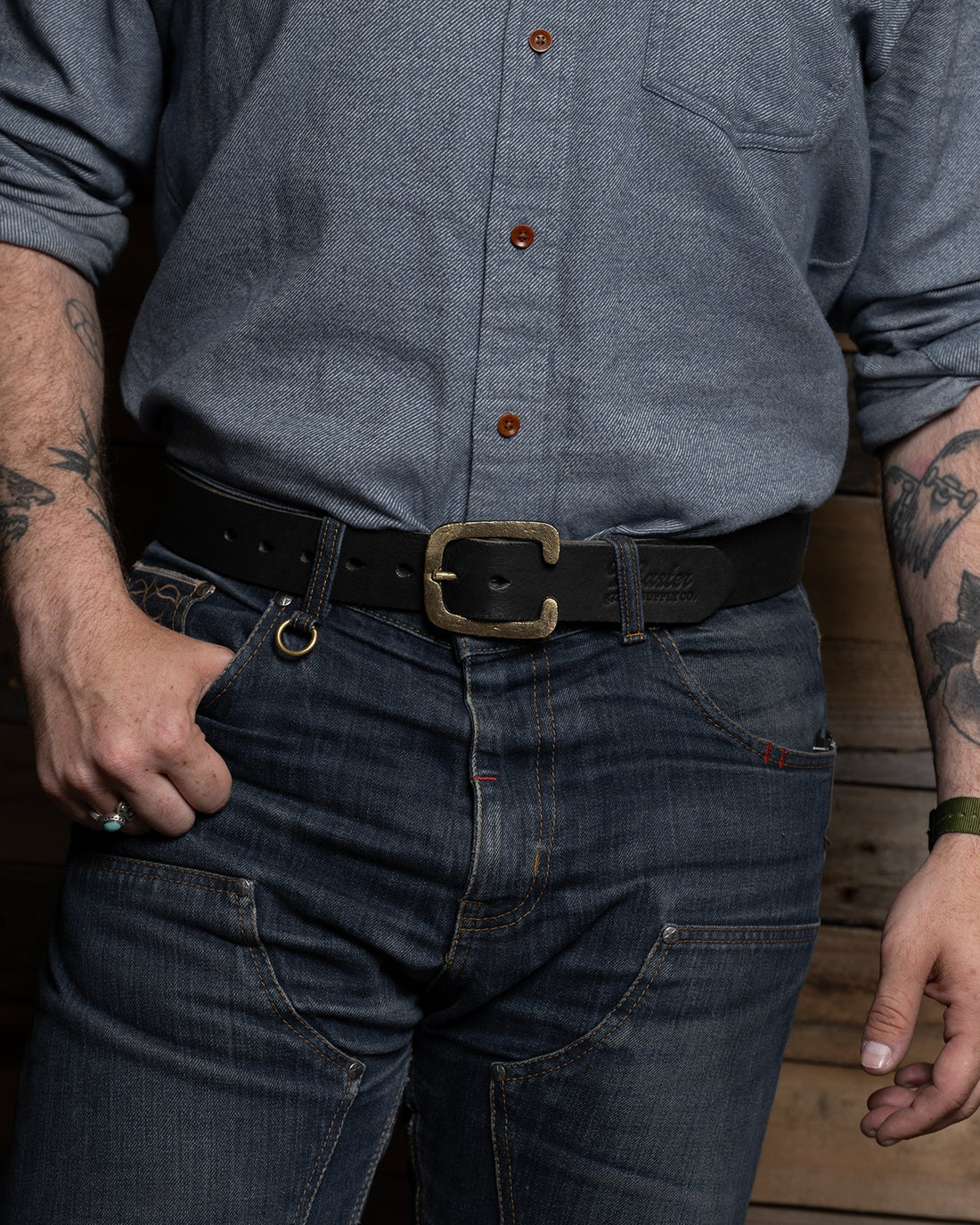 Belt: Black with Rustic Buckle