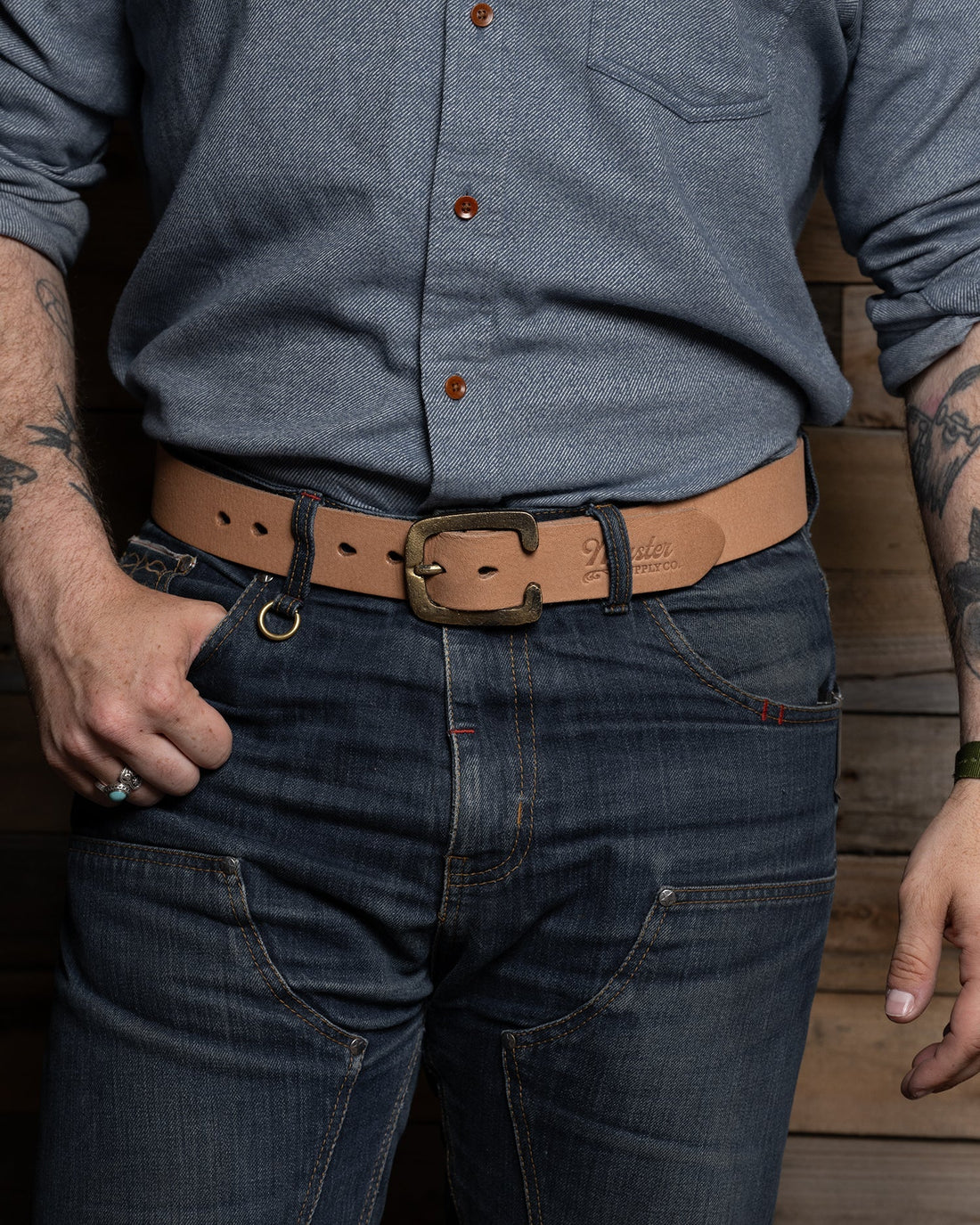 Belt: Tan with Rustic Buckle