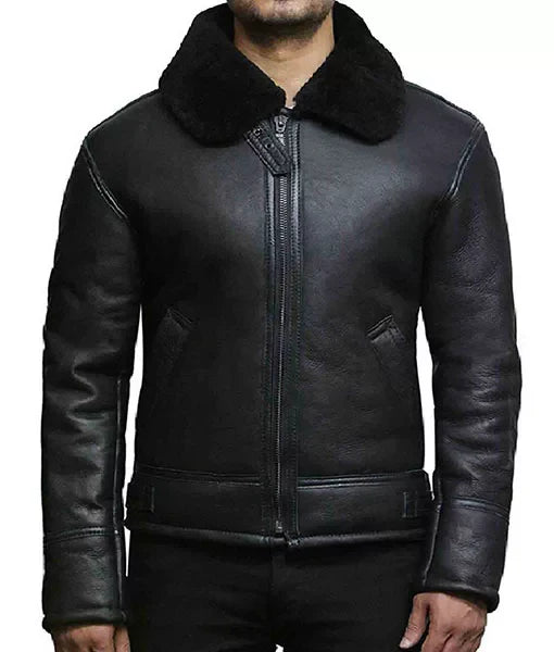 Bulky Black Aviator Jacket