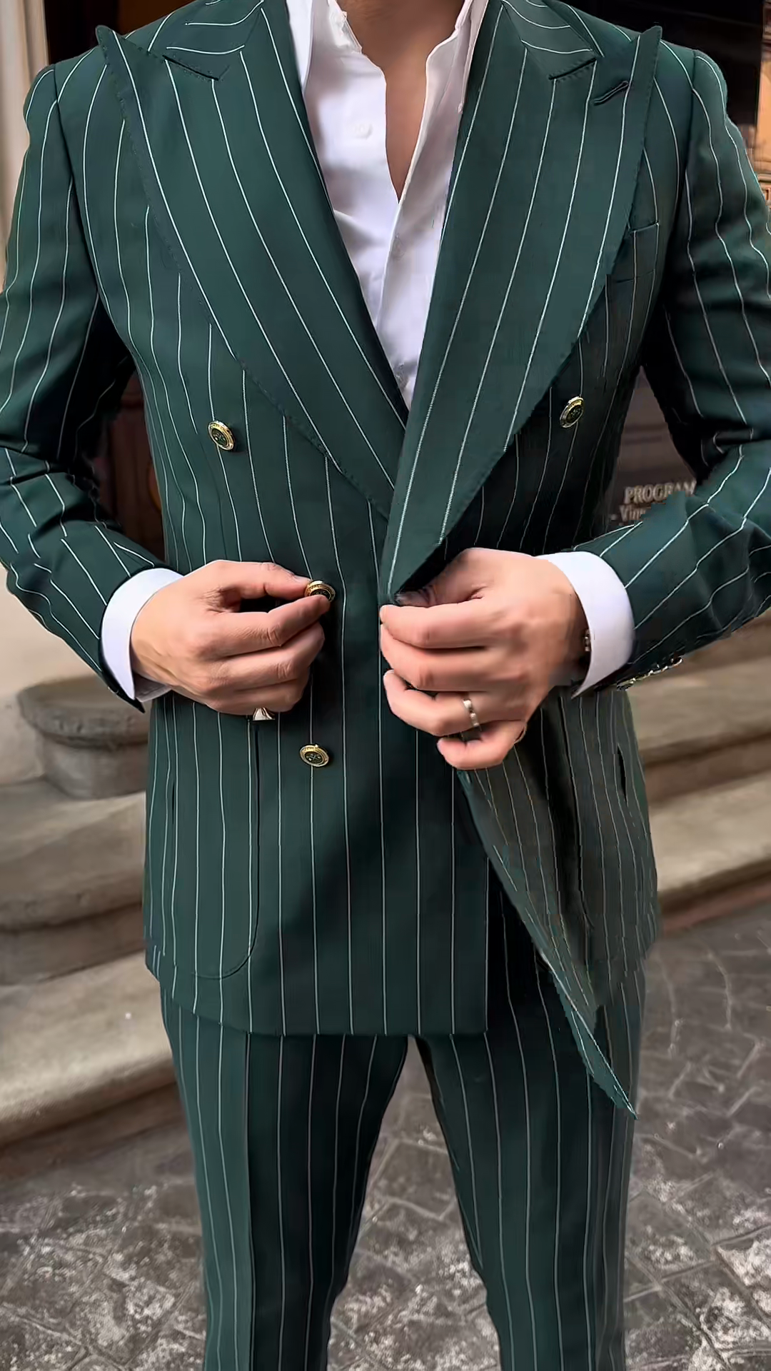 Forest Green Pinstripe Suit